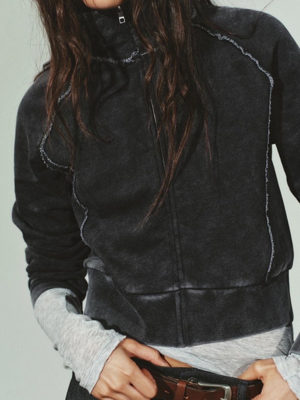 ZARA Cropped Seam Sweatshirt